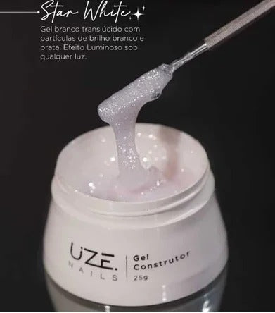 GEL COM GLITTER LUMINOUS STAR WHITE UZE 25G INVILA - Tudo para unhas em gel