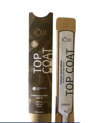 TOP COAT REFIL GOLD - VOLIA 9ML INVILA - Tudo para unhas em gel