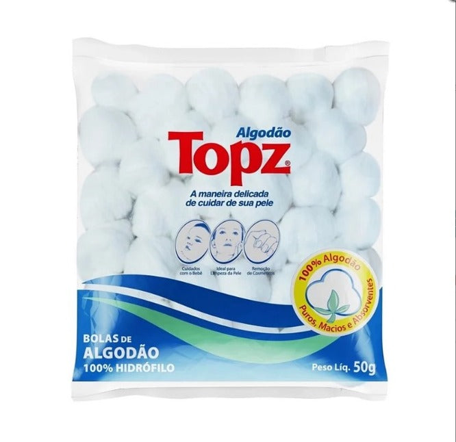 ALGODÃO BOLA 50G - TOPZ INVILA - Tudo para unhas em gel