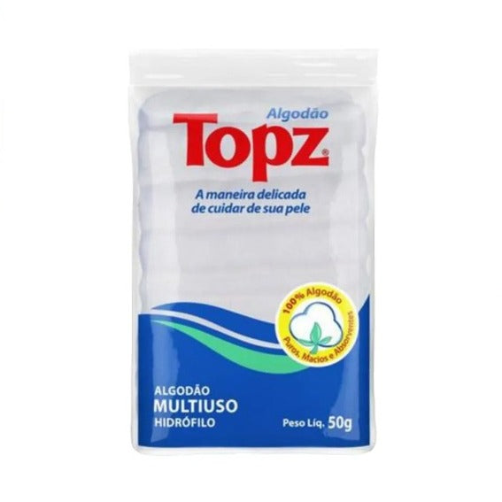 ALGODÃO MULTIUSO HIDRÓFILO 50G - TOPZ INVILA - Tudo para unhas em gel