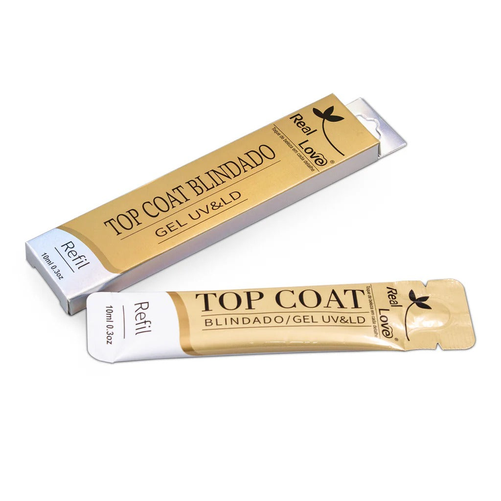 REFIL TOP COAT BLINDADO LIGHT 10ML - REAL LOVE INVILA - Tudo para unhas em gel