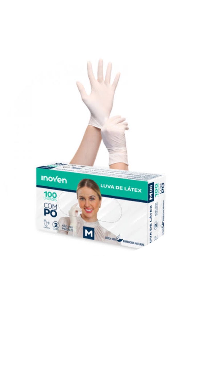 LUVAS DESCARTAVEL COM PO INOVEN (M) 100un INVILA - Tudo para unhas em gel