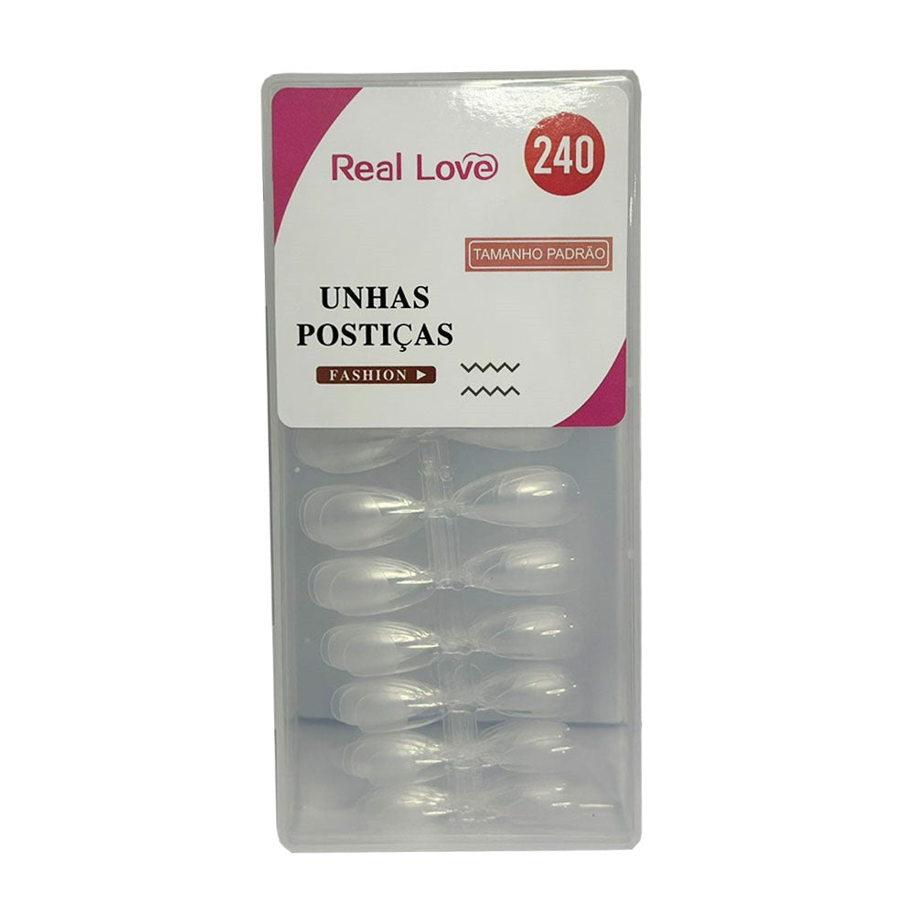 POSTIÇA ALMOND TRANSPARENTE REAL LOVE- 240 PÇS INVILA - Tudo para unhas em gel