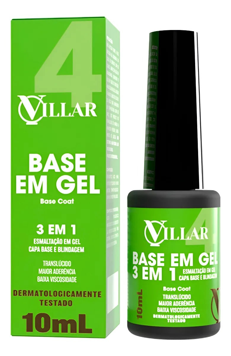 BASE GEL 3 EM 1 VILLAR 10ML INVILA - Tudo para unhas em gel
