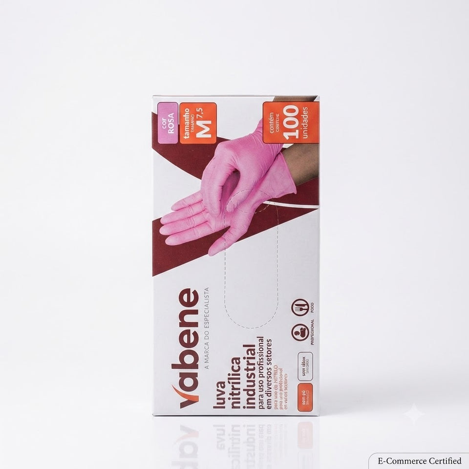 LUVA NITRÍLICA ROSA M 100 UND - VABENE
