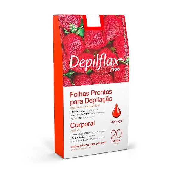 CERA DEPILFLAX EM FOLHAS CORPORAL MORANGO INVILA - Tudo para unhas em gel
