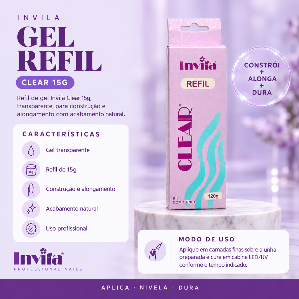 GEL REFIL CLEAR 15G Invila - beneficios do produto