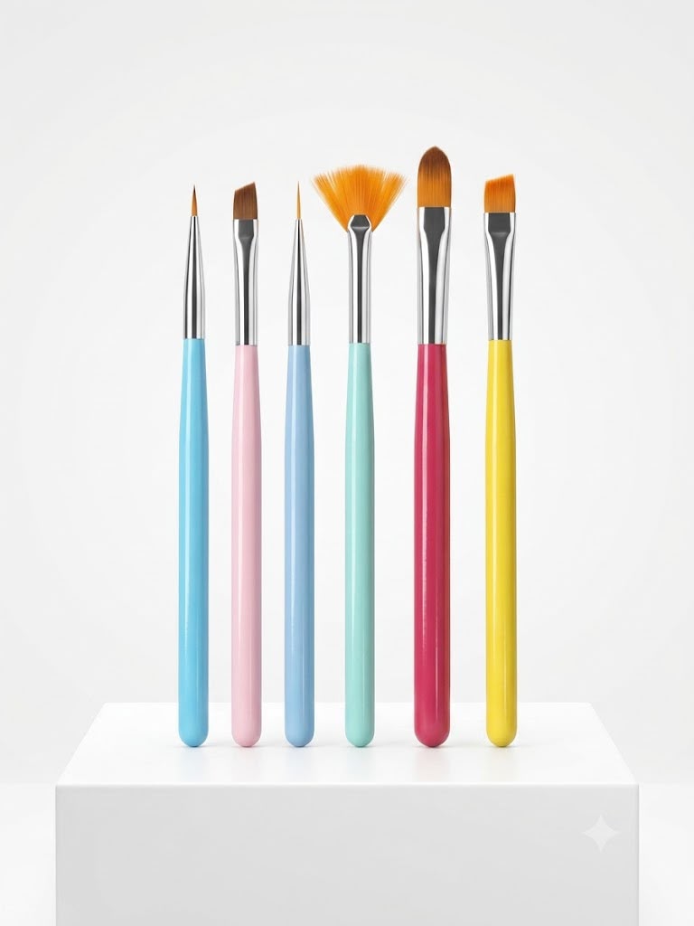 KIT PINCEL PARA UNHAS COLORIDO 7 UNIDADES - INVILA