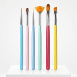 KIT PINCEL PARA UNHAS COLORIDO 6 UNIDADES