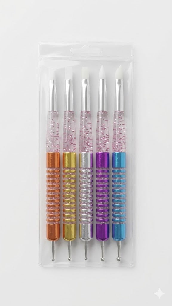 KIT PINCEL DE SILICONE E BOLEADOR – 5 UNIDADES