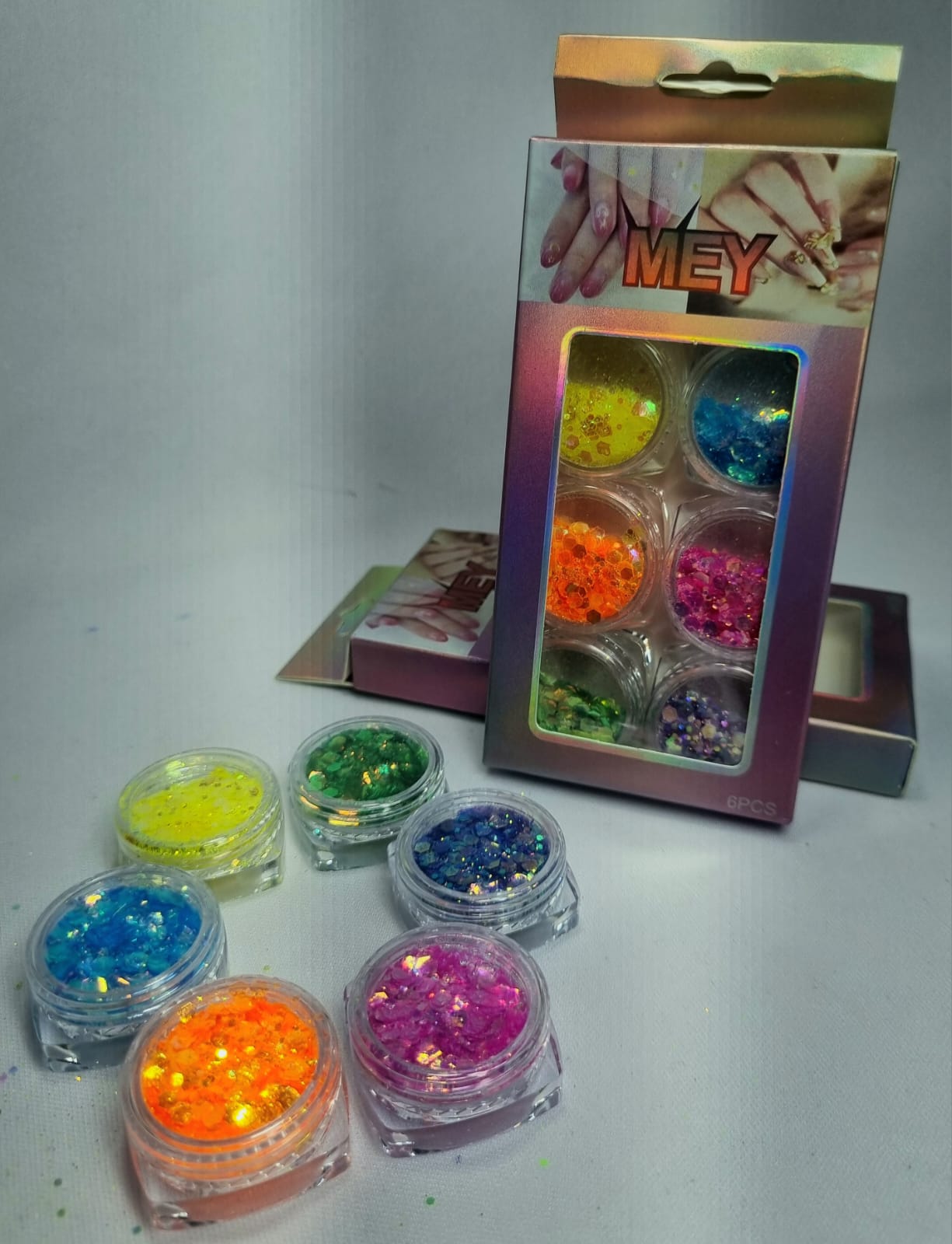 KIT DECORAÇÃO DE UNHA COM GLITTER MEY- 6UND INVILA - Tudo para unhas em gel