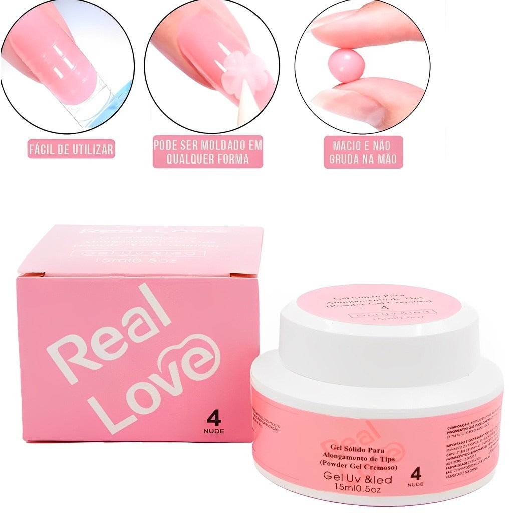 GEL SOLIDO 4 NUDE REAL LOVE 15ML INVILA - Tudo para unhas em gel