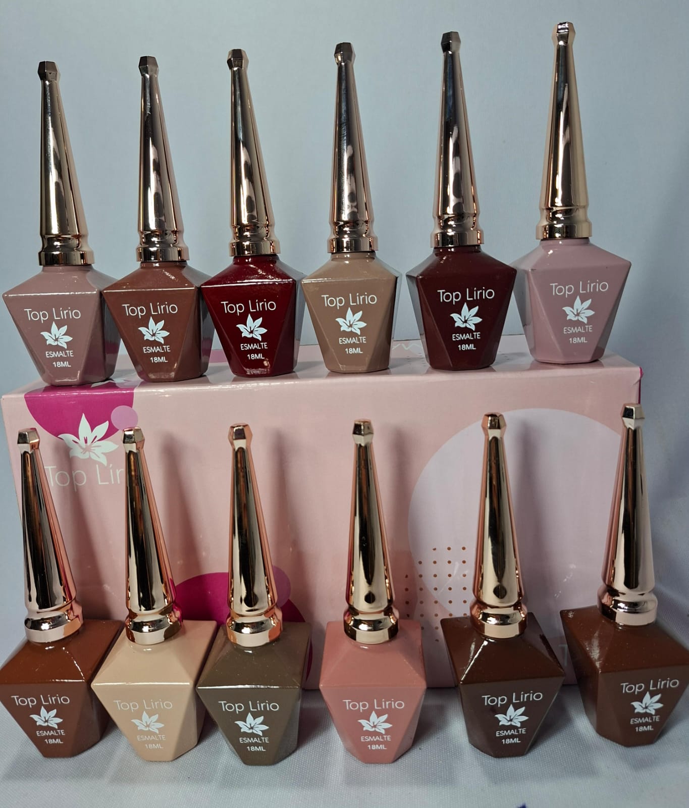 KIT ESMALTE EM GEL TOP LIRIO TRIANGULO 18ML 12UN INVILA - Tudo para unhas em gel