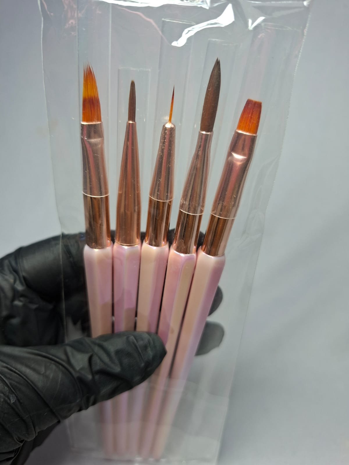 KIT PINCEL ROSA BRONZE 5und INVILA - Tudo para unhas em gel