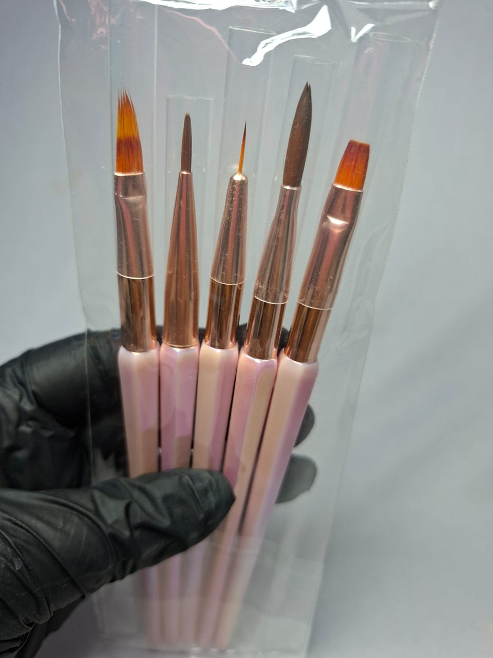 KIT PINCEL ROSA BRONZE 5und INVILA - Tudo para unhas em gel