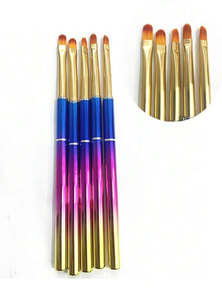 KIT PINCEL COLORIDO- 5unds INVILA - Tudo para unhas em gel