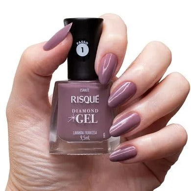 ESMALTE RISQUE DIAMOND GEL LAVANDA FRANCESA 9,5ML INVILA - Tudo para unhas em gel