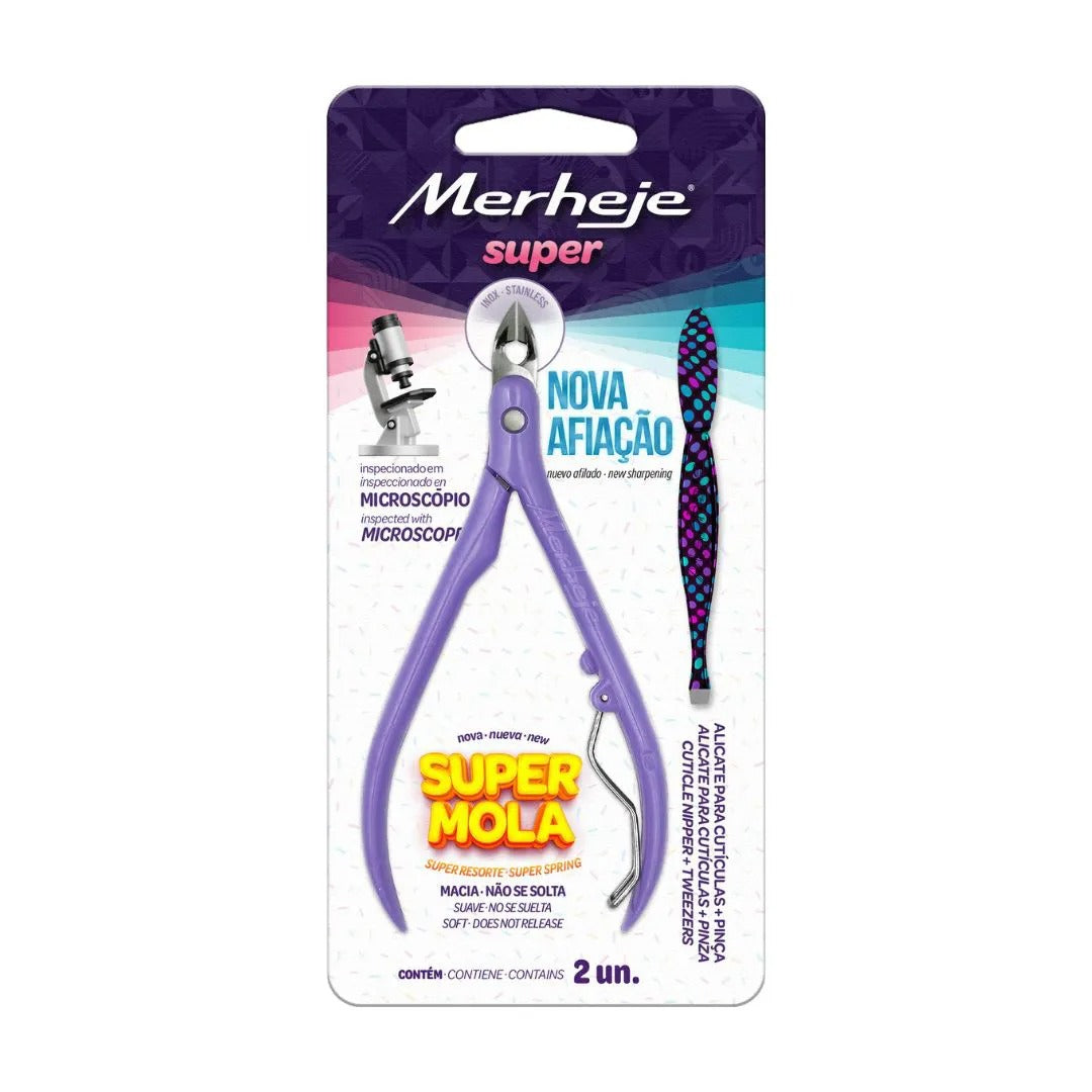 ALICATE PARA CUTICULAS LILÁS + PINÇA- MERHEJE INVILA - Tudo para unhas em gel