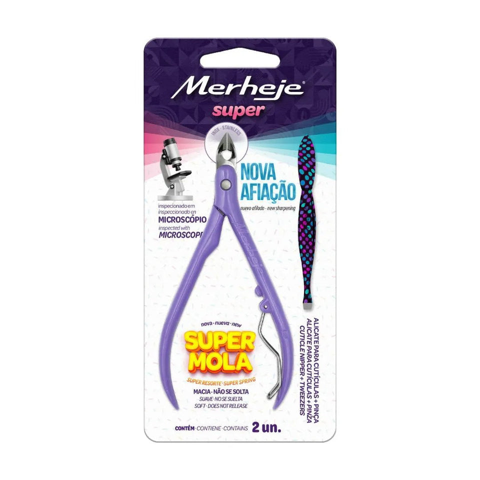 ALICATE PARA CUTICULAS LILÁS + PINÇA- MERHEJE INVILA - Tudo para unhas em gel