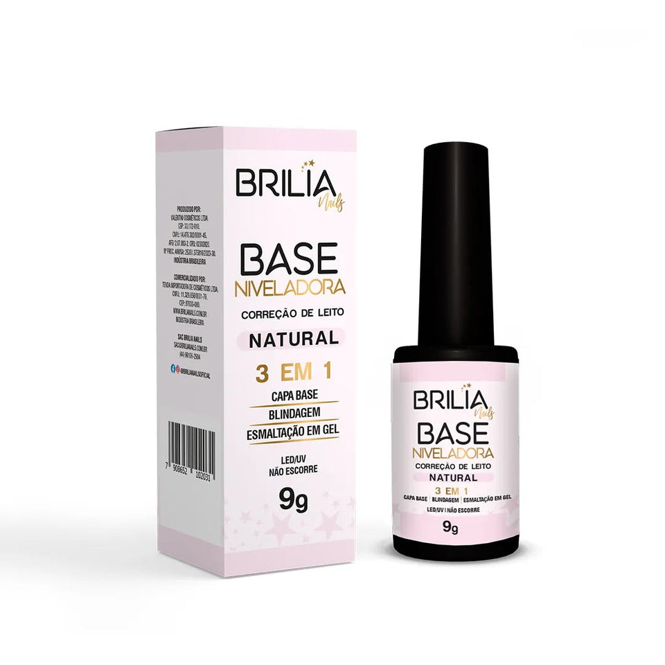 BASE NIVELADORA BRILIA NATURAL 3X1 9G INVILA - Tudo para unhas em gel
