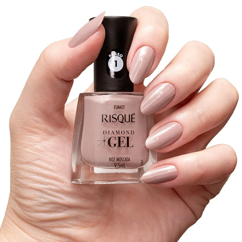 ESMALTE RISQUE DIAMOND GEL NOZ MOSCADA 9,5ML INVILA - Tudo para unhas em gel
