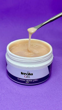 GEL AUTONIVELANTE INVILA CLASSIC NUDE GLITTER 25G INVILA - Tudo para unhas em gel