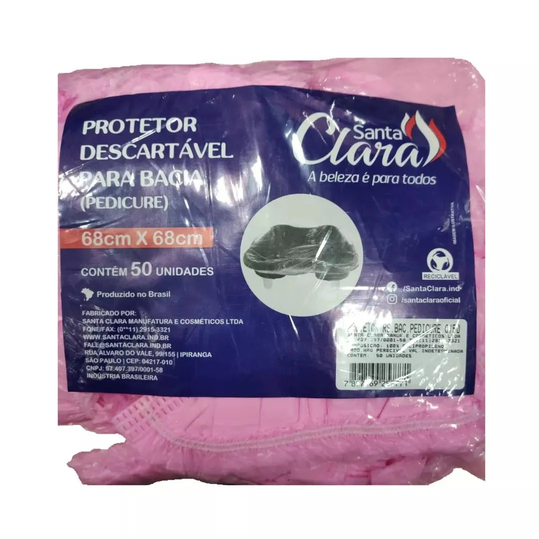 PROTETOR PARA BACIA PEDICURE ROSA DESCARTÁVEL 68X68cm SANTA CLARA- 50 und INVILA - Tudo para unhas em gel
