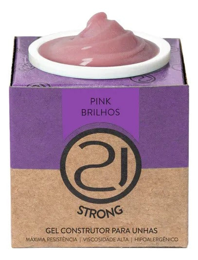 GEL NAILS 21 STRONG PINK BRILHOS 34G INVILA - Tudo para unhas em gel