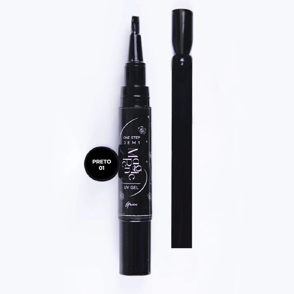 CANETA MAGIC PEN 3 EM 1- PRETO INVILA - Tudo para unhas em gel