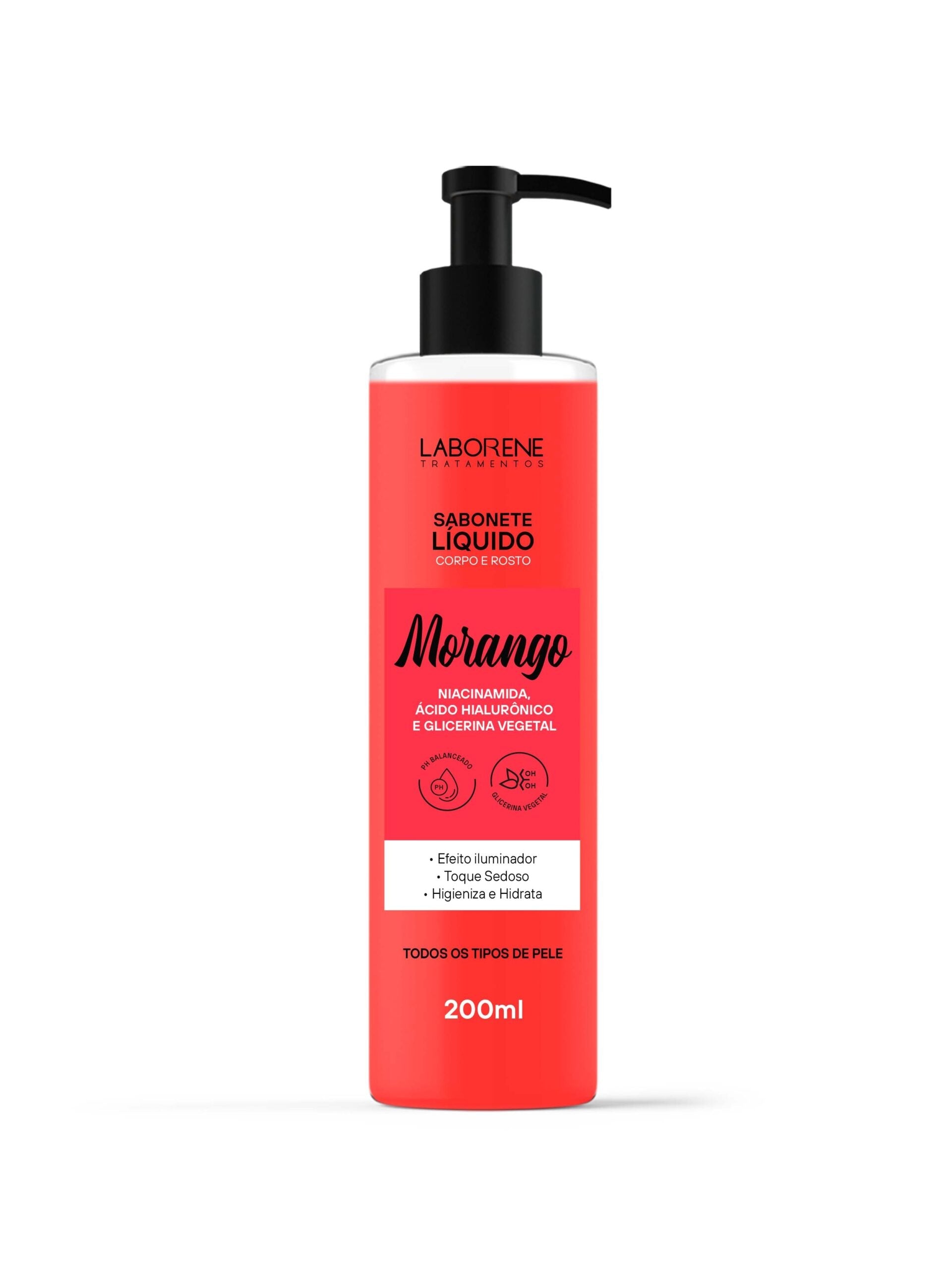 SABONETE LÍQUIDO MORANGO LABORENE- 200mL INVILA - Tudo para unhas em gel