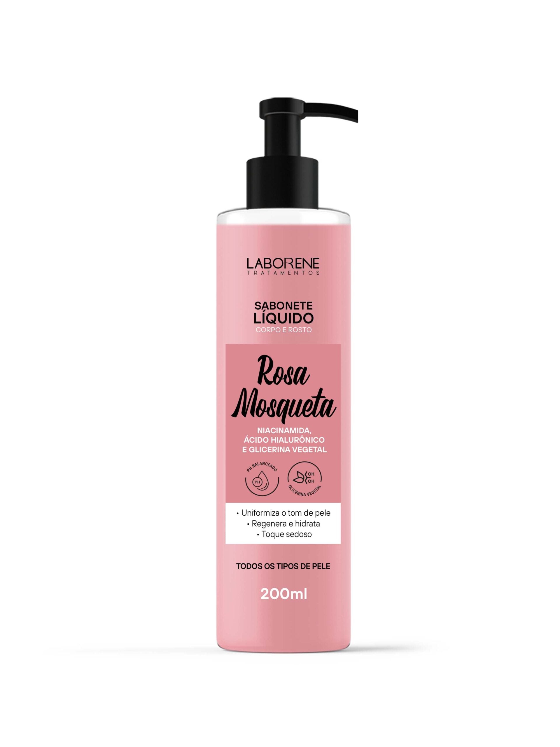 SABONETE LIQUIDO ROSA MOSQUETA LABORENE - 200mL INVILA - Tudo para unhas em gel