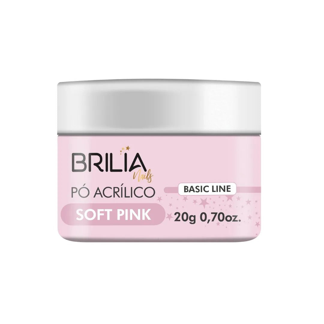 PO ACRILICO BRILIA SOFT PINK 20G INVILA - Tudo para unhas em gel