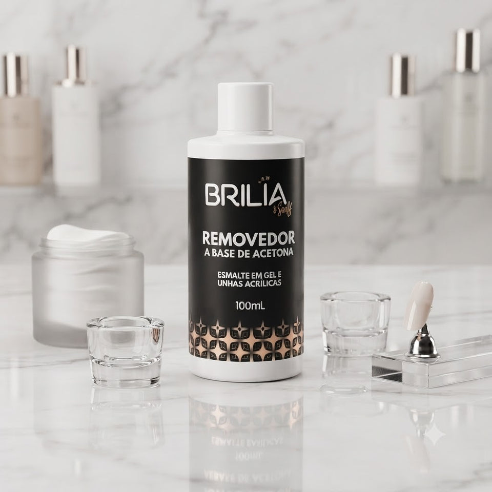 BRILIA REMOVEDOR A BASE DE ACETONA PADEA ESMALTES EM GEL E UNHAS ACRILICAS 100ML