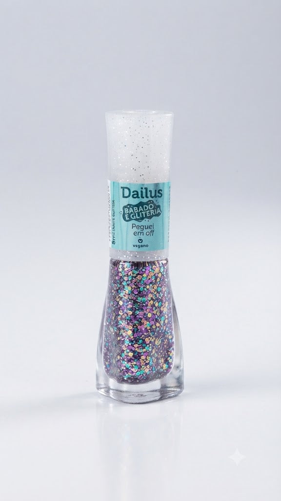 ESMALTE 8ML BABADO E GLITERIA PEGUEI EM OFF - DAILUS QUERIDINHOS